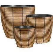 Durban pot round brown set of 3 - h36xd40cm