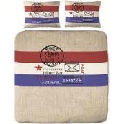 Dekbedovertrek Post - Tweepersoons 200x200 CM - Percal Katoen, Taupe/ ...