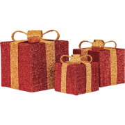 Xmas Led Lamp - Gift Set of 3 - Red/Gold - 15cm/20cm/25cm