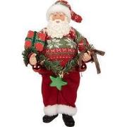 Clayre & Eef Kerstdecoratie Beeld Kerstman 16x11x27 cm Rood Kunststof