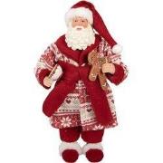 Clayre & Eef Kerstdecoratie Beeld Kerstman 15x11x28 cm Rood Kunststof