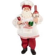 Clayre & Eef Kerstdecoratie Beeld Kerstman 15x10x27 cm Rood Kunststof