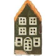 Clayre & Eef Decoratie Huis met LED 4x4x8 cm Groen Keramiek