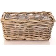 2 stuks - Bloembak Bak Rotan Grijs 30X15H15 cm