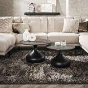 Drop Salontafel Set van 2 3D Melamine Graphite Ø60-Ø50