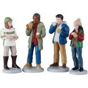 Kerstdorpminiatuur Food Truck Patrons 12x4x20 cm 4st
