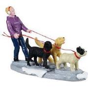 Kerstdorpminiatuur Dog Walker 12x4x18 cm