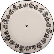 Clayre & Eef Ontbijtbord Ø 20x2 cm Beige Porselein Gingerbread house