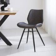Beau Industriële Eetkamerstoel Antraciet Kunstleer - Zonder Armleuning...