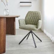 Draaibare Eetkamerstoel Groen Novan Chenille – 180° Draaibaar