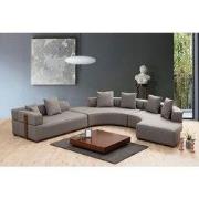 Hoekbank Rond Links Gondol Grijs