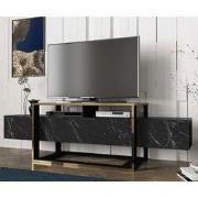 TV Meubel Bianco Zwart Goud Melamine 160x49,8x46,1 cm