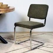 Moderne Eetkamerstoel Groen Bouclé Stof Sway - Chrome Frame - Zonder A...