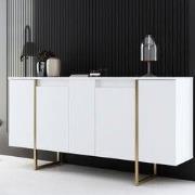 Modern Dressoir Wit Luxe 160x80x35 - Gouden Frame