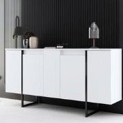 Modern Dressoir Wit Luxe 160x80x35 - Zwart Frame