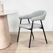 Eetkamerstoel Bouclé Grijs Lisa - Zwart Frame