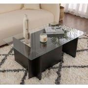 Rechthoekige Moderne Salontafel Vetroni Zwart Hout Look - Glas - 105x6...