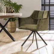 Set van 2 Eetkamerstoelen Lino Velvet Groen Draaibaar