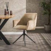 Set van 2 eetkamerstoelen Chia Velvet Champagne draaibaar