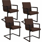 Set van 4 Industriële Eetkamerstoelen Jackson Bruin - Microvezel - Met...