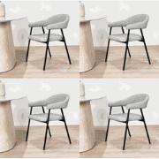 Eetkamerstoel Set van 4 Bouclé Grijs Lisa - Zwart Frame