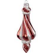 Clayre & Eef Kerstbal Ø 7x18 cm Rood Wit Glas