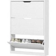 Schoenenkast 3-vaks voor 12 Paar Schoenen mt 47 - 17x80x108 cm - Wit