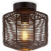 Boheemse stijl Plafondlamp - Bamboe Lampenkap - Ovaal - Zwart - Ø25 x ...