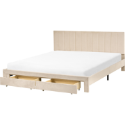 LONZAC - Bed met opbergruimte - Beige - 180 x 200 cm - Fluweel