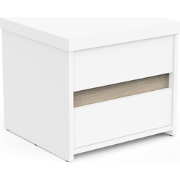 Nachtkastje met 2 lades, decor eiken kronberg en matte wit, L43,1 cm -...