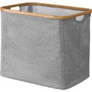 Opvouwbare wasmand met bamboe frame in grijs