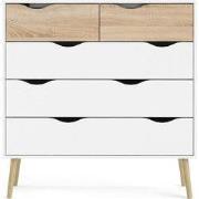 Ladekast met 5 lades wit en eikendecor B98,7 cm  BILLUND