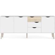 Dressoir met 3 deuren, 3 lades wit en eikendecor B195,7 cm  BILLUND