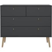 Ladekast met 4 lades en houten poten B98,7 cm  TARP