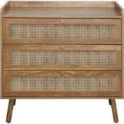 Ladekast met 3 lades en fronten van natuurlijk rotan L80 cm - PALMO