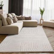 Laagpolig Japandi Vloerkleed Sanilia - Creme - 200x280 cm