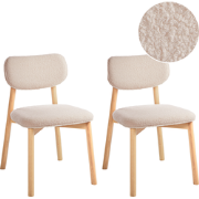 MILLS - Eetkamerstoel set  van 2 - Lichthout/Lichtbeige - Rubberhout