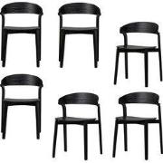 WOOOD Cras Eetkamerstoelen - Essenhout - Zwart - Set van 6