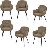 WOOOD Runa Eetkamerstoelen - Polyester - Donker Zand - Set van 6