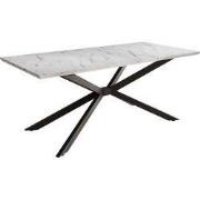 Meubella - Eetkamertafel Faithley - Wit marmerlook - 190 cm