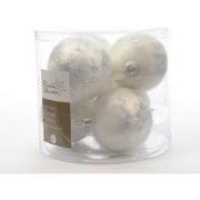 3 stuks - Kerstbal glas mat 80 mm wit ijslak