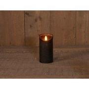 B.o.t. kaars wax rustiek bewegende vlam 7.5x15cm zwart 3xaaa/timer