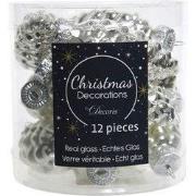 2 stuks - 12 Glazen dennenappels 40 mm zilver