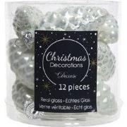 2 stuks - 12 Glazen dennenappels 40 mm winter wit