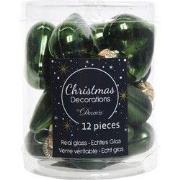 2 stuks - 12 Glazen hartjes 40 mm dennen groen