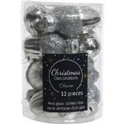 2 stuks - 12 Glazen eikels met dop 30 x 40 mm zilver