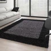 Hoogpolig vloerkleed - Candy Shaggy Antraciet Lijstmotief - 160 X 230 ...