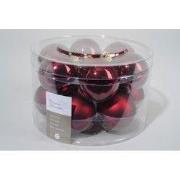 4 stuks - 12 kerstballen ossenbloed glans-mat 50 mm