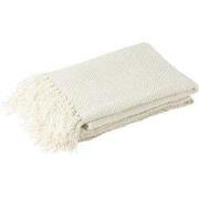 J-Line - Plaid Gewoven+franjes Viscose Wit - 180x130x1cm