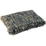 J-Line - Plaid Tweed Acryl/katoen Blauw/wit - 180x130x1cm